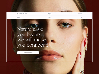 Pure / First screen aesthetic antiqua beauty font girl header logo minimal pure serif skin ui