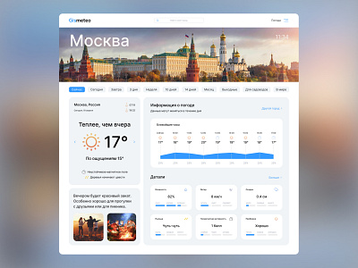 Gismeteo dashboard blue board card city dashboard design header logo menu minimal moscow ui user friendly user interface ux weather website