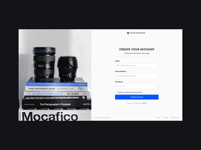 Sign up page / Photo Graphers books branding button design form logo minimal photo picture pop up sign up ui user interface webdesign website