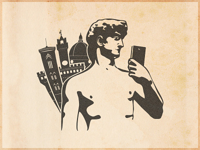 David Historical Selfie david firenze florence history illustration michelangelo selfie smartphone