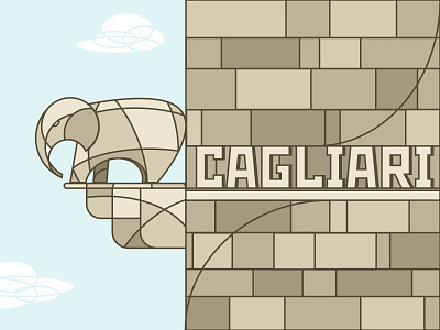 Cagliari, Elephant Tower bricks cagliari clouds design elephant history illustration monument tower