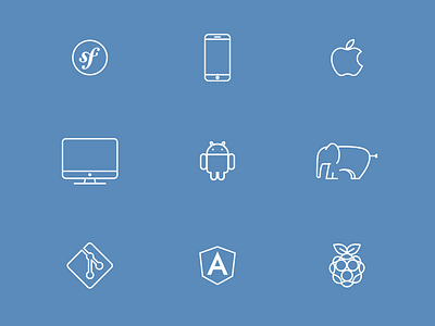Software Development Icons android angular desktop git ios mobile php raspberry symfony
