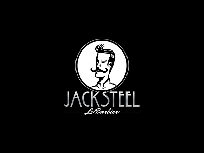 Jack Steel barber barbershop logo moustache steel whisker