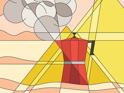 Coffee In Giza coffee geometric art illustration moka pyramid smoke