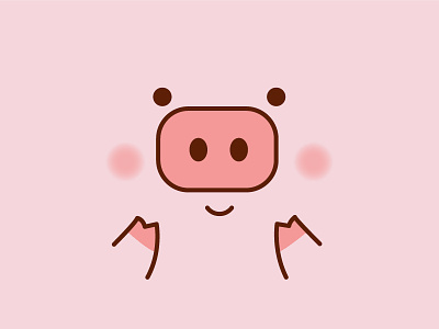 Mr. piggy flat illustration mimi minimal nice pig smile
