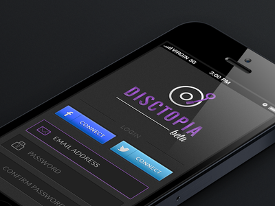 Disctopia Login Exploration form menu music record record player ui wip