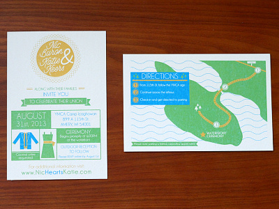 Wedding Invite (Front/Back) cocktail illustration lettering map print wedding