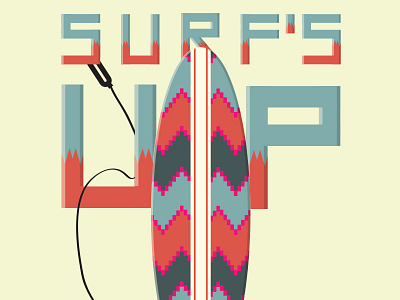 Surf's Up illustration lettering surfboard