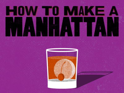 How To Make A Manhattan animation animation bottle cherries dancing how to illustration knife manhattan record player whiskey