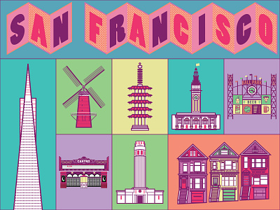 San Francisco icons illustration lettering san francisco