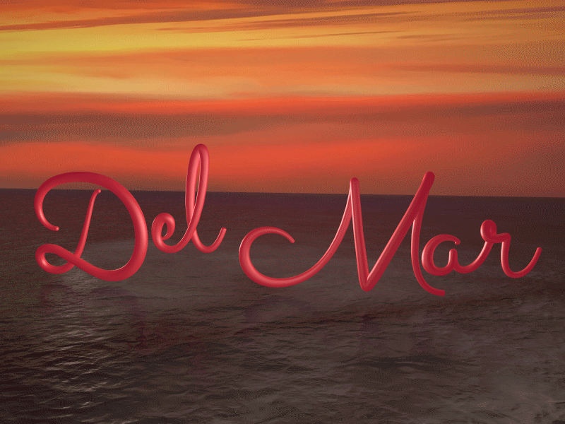 Del Mar 3d illustration lettering ocean