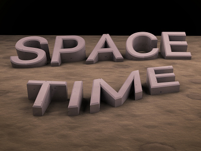 Space Time 3d illustration lettering moon