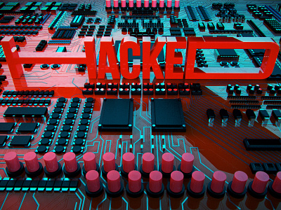 Hacked 3d circuit board illustration lettering