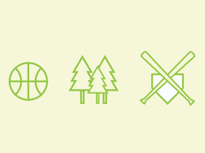 Parks symbols baseball basketball icons illustration trees