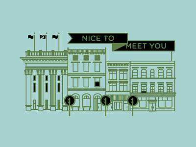 Nice To Meet You architecture illustration line main street simple winnipeg