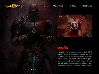 God Of War-01 darkness style god of war kratos ui web web design