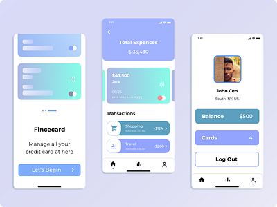 Credit Card App appdesign creditcard creditcardapp creditmaneger dailyui figma homepage iosapp iosappdesign onboardingpage profilepage prototyping ui uiux ux wireframing xd