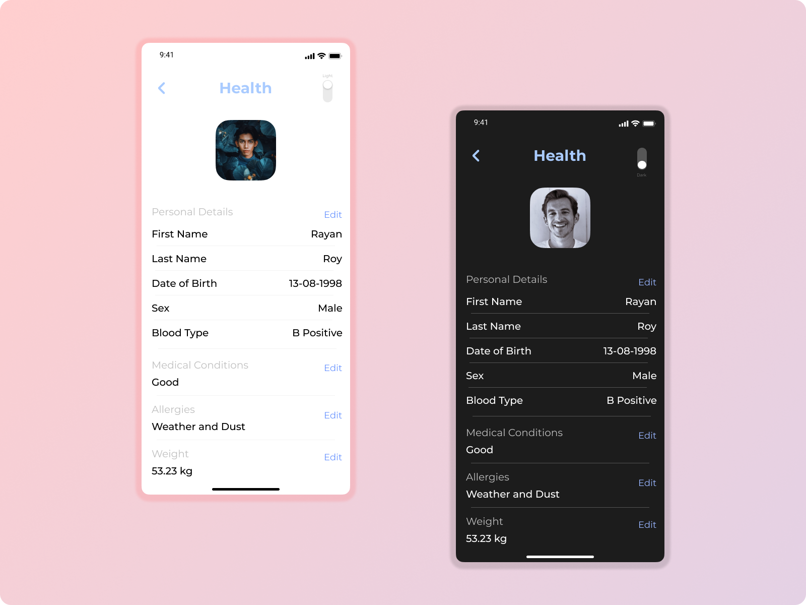 Settings Page (Health App) by Darshil gohel on Dribbble