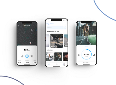 Fitness App appdesign countdown dailyui darkmode figma fitnessapp gymapp iosapp iosappdesign lightmode prototyping runningpage ui uiux ux wireframing workout workoutapp xd