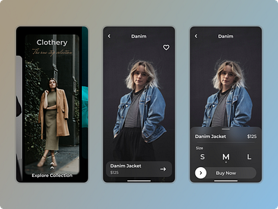 Clothery App - Shopping App appdesign clotheryapp dailyui dailyui16 darkmode fashionapp figma iosapp iosappdesign onboardingpage overlay popup prooductpage prototyping shoppingapp ui uiux ux wireframing xd