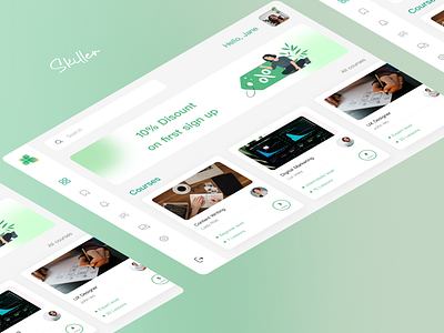 Skiller - Online learning landing page androidapp animation appdesign bestui figma graphic design iosapp iosappdesign landingpage motion graphics onlinelearning platform prototyping ui uiux ux webdesign website wireframing xd