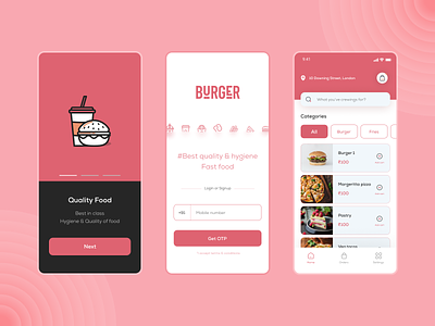 Burger - Food delivery app UI android app app design delivery app figma food iosapp iosappdesign landing page mockup prototyping redesign research ui uikit uiux ux ux research webdesign website wireframing