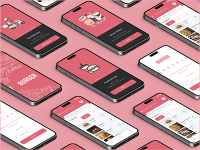 Burger - Food delivery app UI android app app design delivery app figma food iosapp iosappdesign landing page mockup prototyping redesign research ui uikit uiux ux ux research webdesign website wireframing