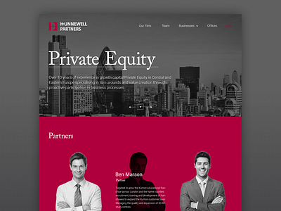 Hunnewell Partners black and white corporate private equity typography