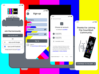 #DailyUI 1-sign up flow for mobile app couch dailyui figma mobile sign up tv ui vector