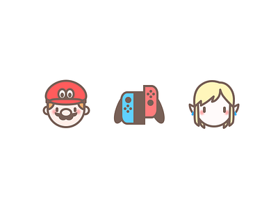 Nintendo Switch game icon illustration link mario nintendo ns sketch supermario switch zelda