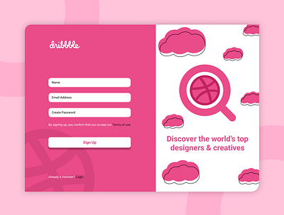 Sign Up Page design For dribble app design graphic design icon illustration logo ui vector