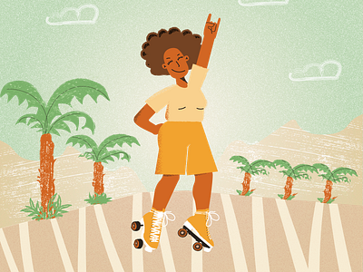 Happy roller girl vector illustration