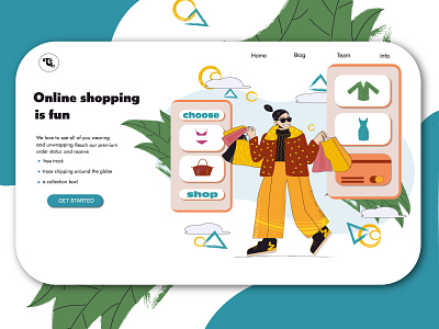 An illustration for online shopping website advertising art character design design ecommerce experience fun girl graphic design illustration landing online page shop shopping store ui vector website