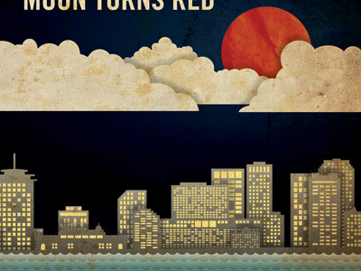 Moon Turns Red city illustration moon paper cutout