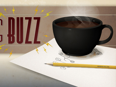 Morning Buzz coffee illustration lightning mug paper pencil steam