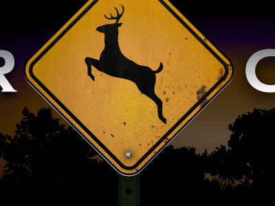 Deer Crossing deer illustration rust sign trees