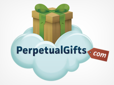 Perpetual Gifts cloud gift box icon illustration logo ribbon