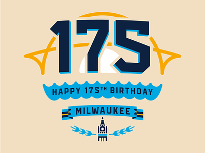 Happy 175th Birthday Milwaukee! 175 414 birthday city hall design illustration milwaukee peoples flag of milwaukee typography vector