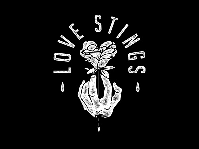 Love Stings apparel drawing graphic illustrator love one color rose