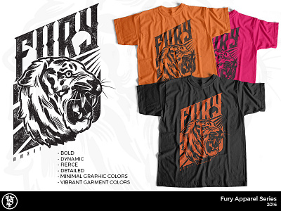 Fury Apparel Series animal apparel bold branding drawing fierce graphic tee illustration streetwear tiger tshirt
