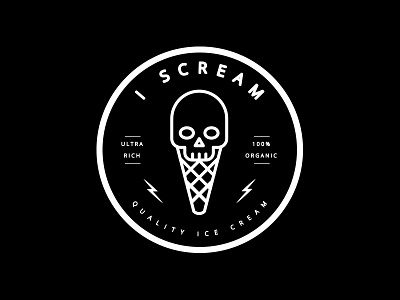 I Scream Badge badge branding clean ice cream illustration minimal modern simple skull