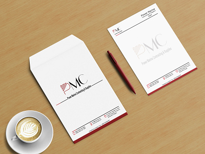 PMC ( Letterhead & Envelope Design ) adobe adobe photoshop design designs dribbble envelope graphic design graphicdesign illustration letterhead logo mockup paper print printing red white