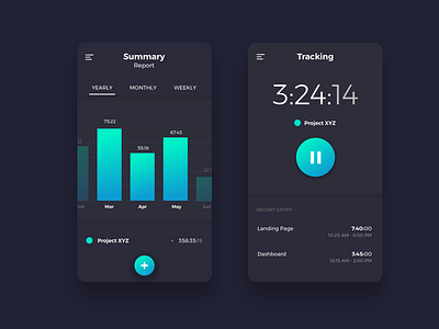 Time Tracker App - Dark UI