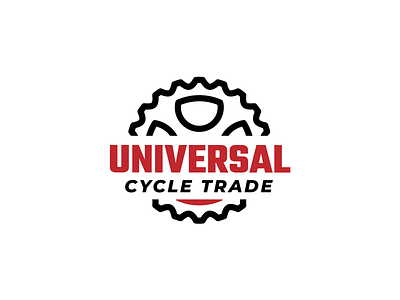 Universal Cycle Trade - Logo bicycle bicycle shop black brand cycle design flat logo red trade typography