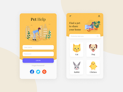 Pet Help animal app charity app design figma pets ui ux