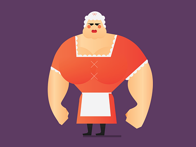 The cook character illustration powerful strong woman