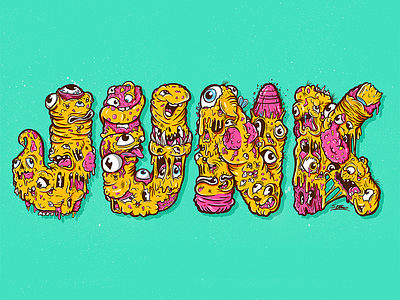 Junk eyes gooey junk logo monster mutant pink psychedelic trippy yellow