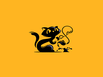 Black Cat animal cartoon cat character design fish fishing illustration kitty logo mascot negative space vector