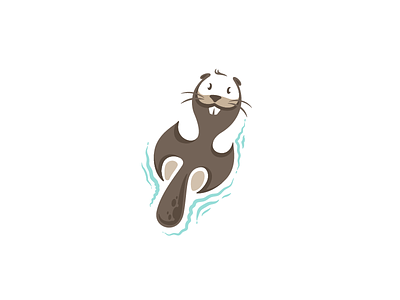 Beaver relax time animal beaver cartoon character design illustration logo mascot negativespace summer sun swimming vector