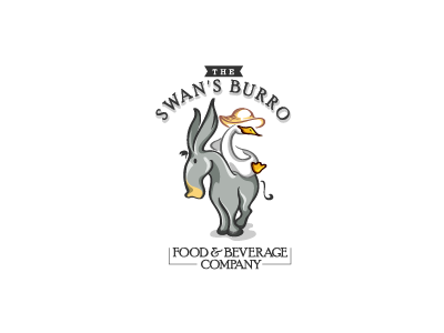 The Swan'S Burro Logo animal beverage bird burro design donkey food illustration logo restaurant swan